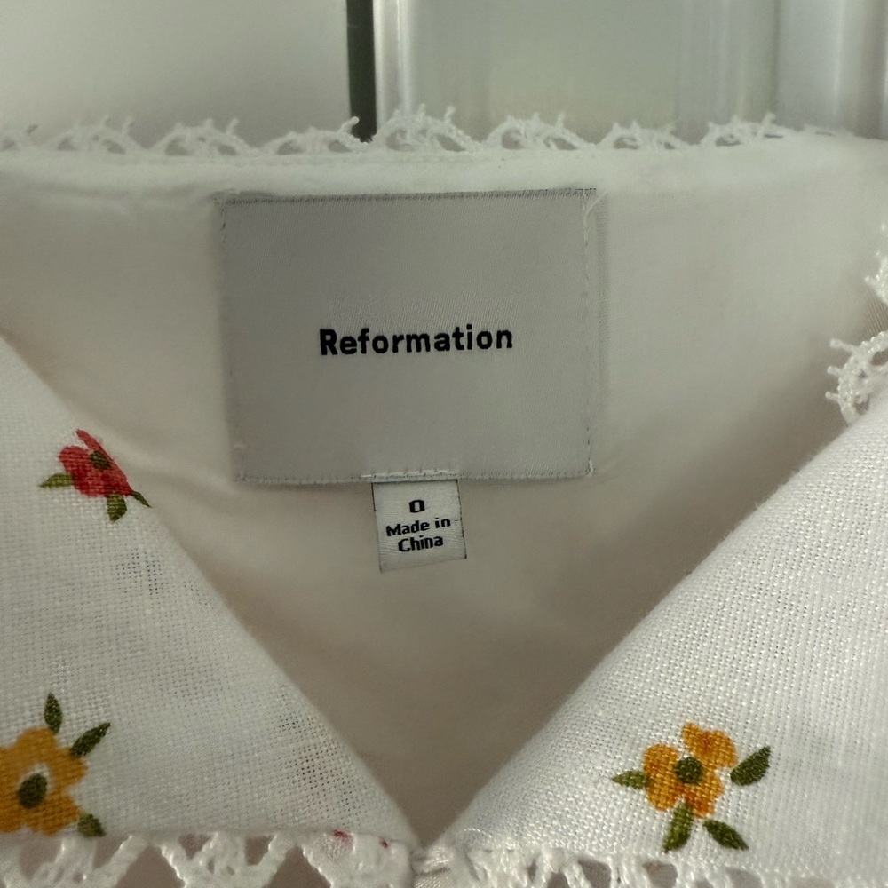 Reformation White Floral Reformation Viola Floral Linen Top/ Blouse😍 - Picture 6 of 8
